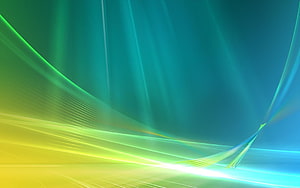 Windows Vista Aurora Abstract Wallpaper with Green and Blue Light Streaks HD wallpaper