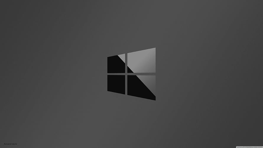 Windows 10 Dark Monochrome Logo on Minimalist Gray Background HD wallpaper