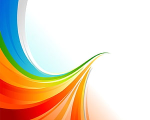 Vibrant Rainbow Swoosh Abstract Design with Flowing Curves on White Background HD wallpaper