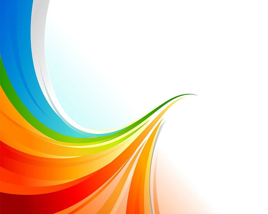Vibrant Rainbow Swoosh Abstract Design with Flowing Curves on White Background HD wallpaper