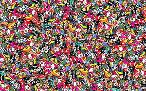 Vibrant JDM Street Culture Sticker Bomb Texture With Densely Packed Graffiti Elements HD wallpaper