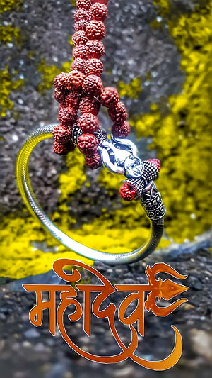 Mahadev Rudraksha Mala with Silver Ganesha Pendant and Coiled Snake Ornament HD phone wallpaper