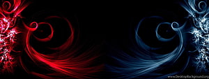 Red and Blue Abstract Swirls on Black Background HD wallpaper