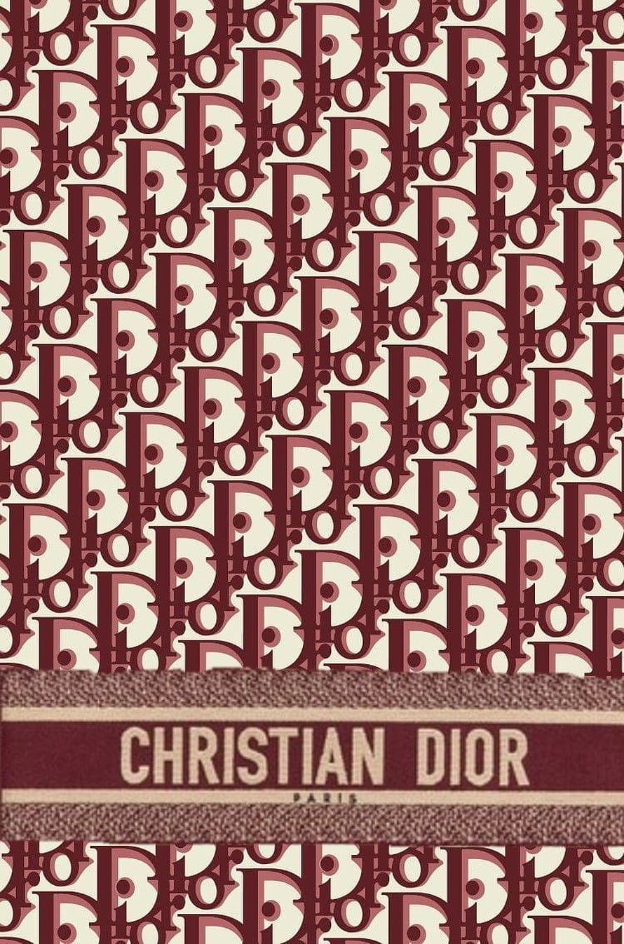 Christian Dior Oblique Pattern in Burgundy and Cream with Paris Branding HD phone wallpaper