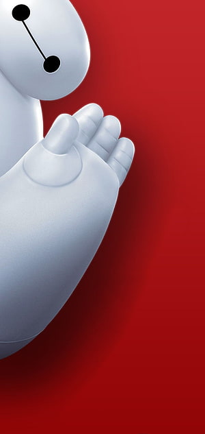 Baymax White Robot Character Close-Up on Red Background HD phone wallpaper