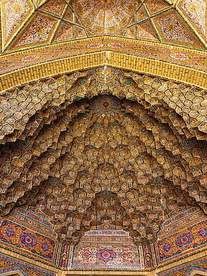 Intricate Muqarnas Vaulting and Floral Tilework in a Persian Mosque Interior HD phone wallpaper