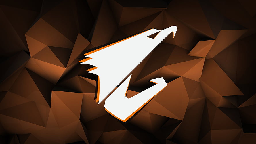 Gigabyte Aorus Gaming Logo on Dark Geometric Faceted Background HD wallpaper