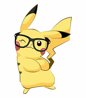 Cute Pikachu Wearing Black Glasses With Arms Crossed On White Background HD phone wallpaper