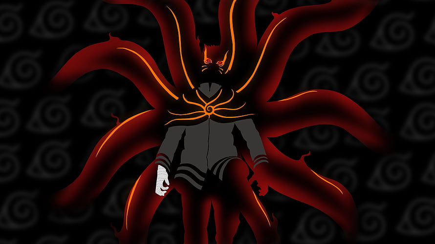 Naruto Nine-Tails Kurama Dark Anime Character Artwork HD wallpaper