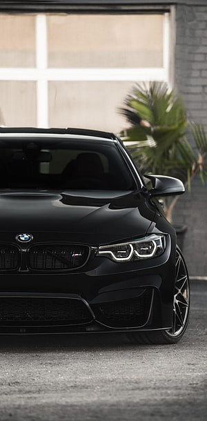 Black BMW M4 Front Fascia with LED Headlights and M Grille HD phone wallpaper