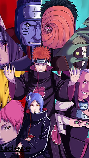 Naruto Akatsuki Members Group Portrait Anime Illustration HD phone wallpaper