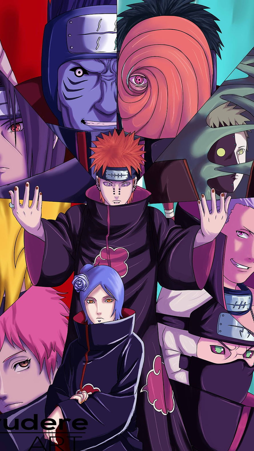 Naruto Akatsuki Members Group Portrait Anime Illustration HD phone wallpaper
