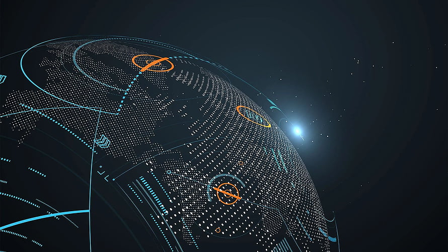 Digital Globe with Cybersecurity Network Nodes and Data Connections HD wallpaper
