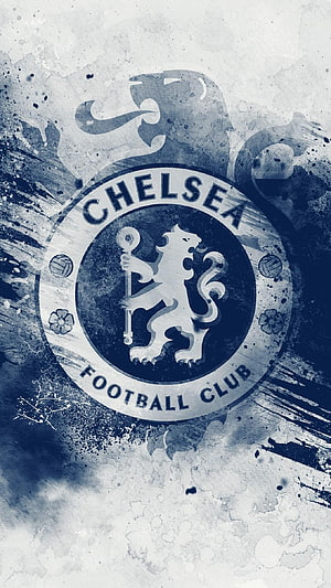 Chelsea Football Club Crest on Grunge Blue and White Textured Background HD phone wallpaper