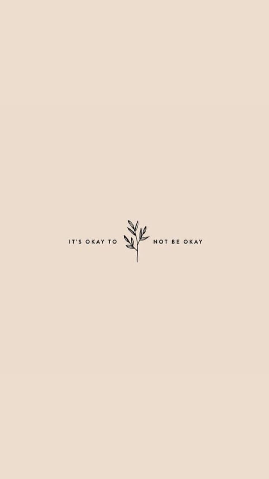 Minimalist botanical quote design on warm beige background with delicate leaf illustration HD phone wallpaper