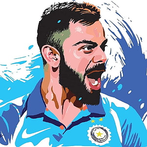 Virat Kohli Indian Cricket Team Jersey Pop Art Portrait Illustration HD phone wallpaper
