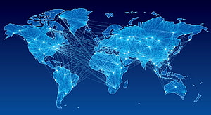 Global Digital Connectivity Map with Glowing Network Nodes and Data Connections HD wallpaper
