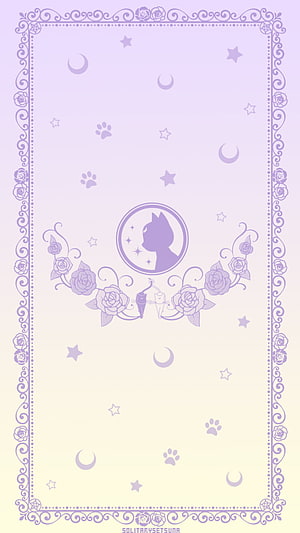 Sailor Moon Luna Cat Silhouette with Roses and Celestial Elements HD phone wallpaper
