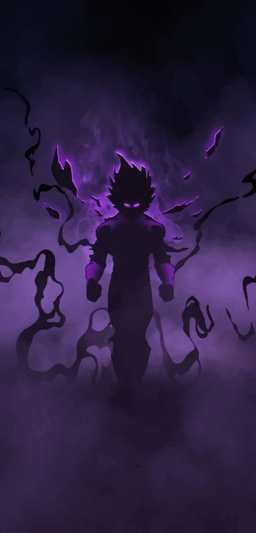 Vegeta Ultra Ego Form Silhouette with Purple Aura and Dark Energy HD phone wallpaper