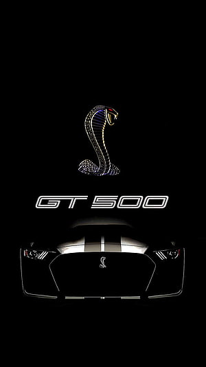 Ford Mustang Shelby GT500 Front Grille and Cobra Emblem on Black Background HD phone wallpaper