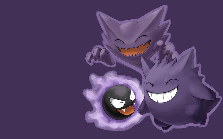 Gengar and Gulpin Pokemon Duo on Purple Background HD wallpaper