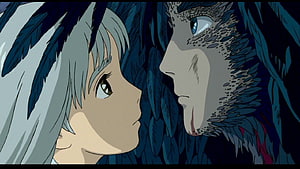 Howl's Moving Castle Anime Scene Featuring Sophie and Howl in Intimate Profile Close-Up HD wallpaper