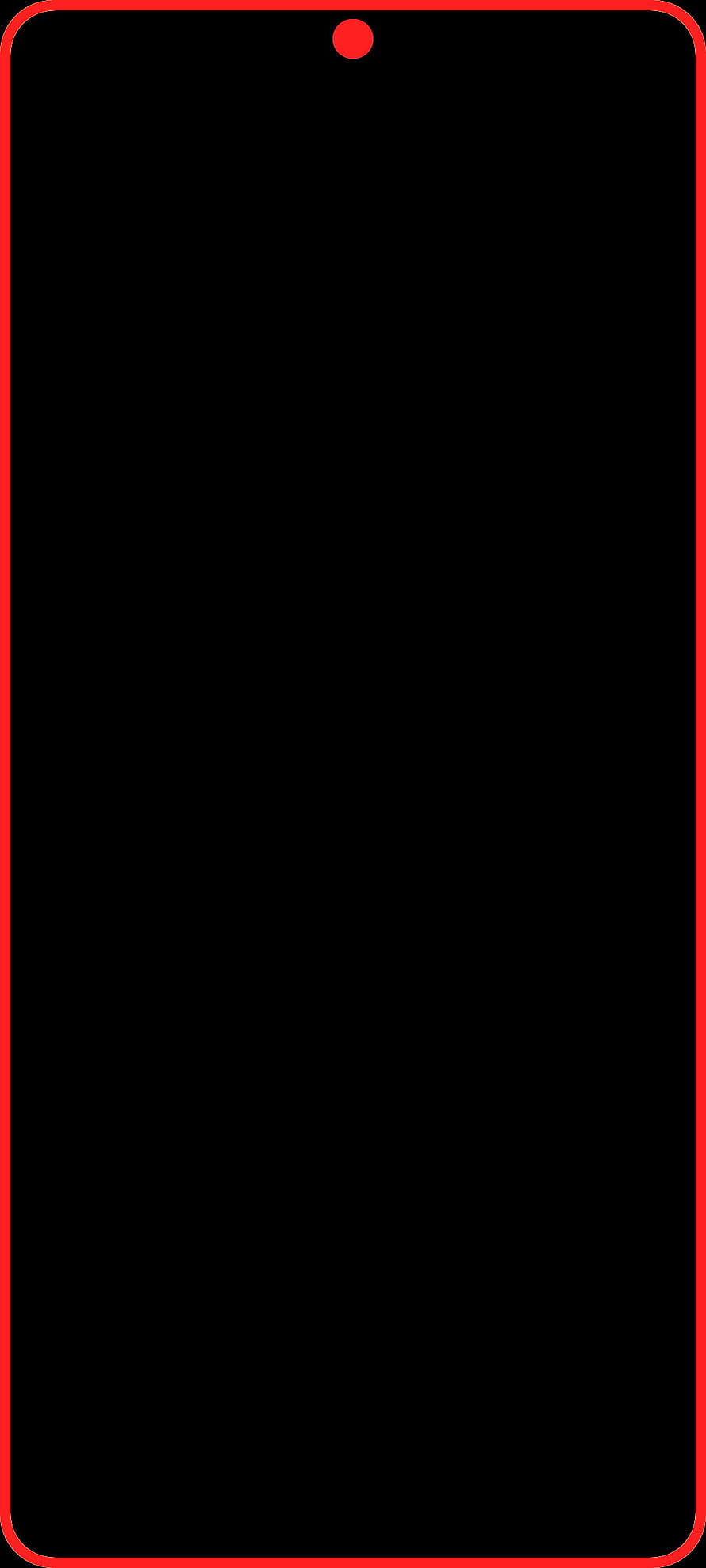 Minimalist black smartphone screen with red border and center punch-hole camera cutout HD phone wallpaper