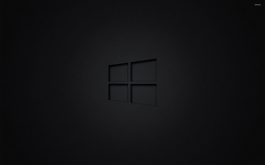 Windows 10 Black Minimalist Logo on Dark Textured Background HD wallpaper
