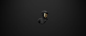Minimalist Black Bust with Gold Mask on Dark Background HD wallpaper