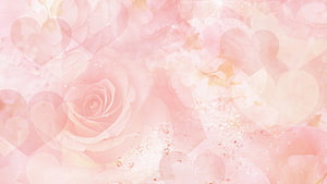 Soft Pastel Pink Rose and Heart Floral Background with Dreamy Bokeh and Sparkling Light HD wallpaper