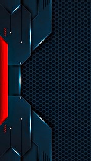 Futuristic Sci-Fi Metal Panel with Red Accent and Hexagonal Mesh Texture HD phone wallpaper