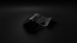 Windows 10 Ultra Logo in Glossy Black 3D Render on Dark Surface HD wallpaper