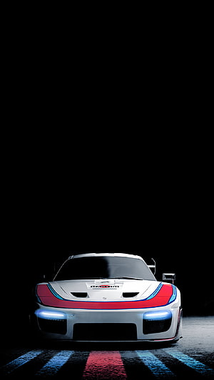 Porsche 918 Spyder Front View with Red and Blue Racing Livery on Dark Asphalt HD phone wallpaper