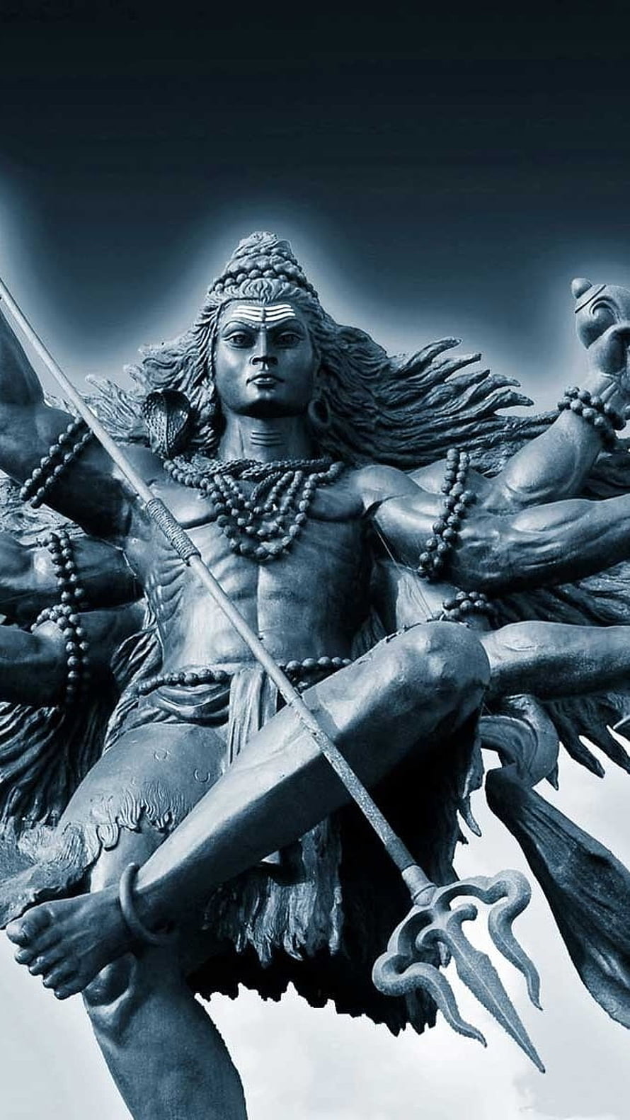 Majestic Shiva Mahadev Statue Holding Trishula and Bow in Dramatic Monochrome HD phone wallpaper