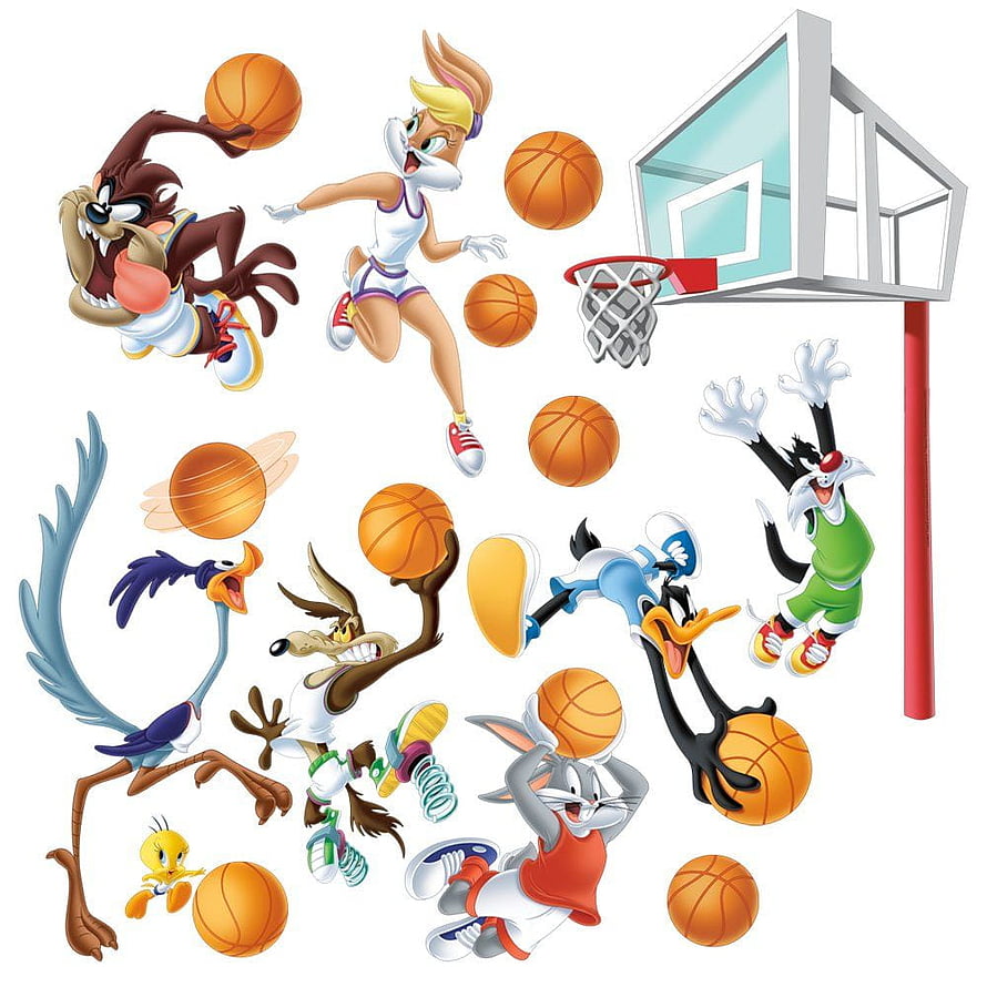 Looney Tunes Basketball Action Scene Featuring Bugs Bunny, Daffy Duck, and Classic Cartoon Characters HD phone wallpaper