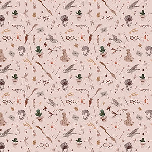 Harry Potter Themed Seamless Pattern with Quidditch Brooms, Owls, and Magical Objects HD phone wallpaper