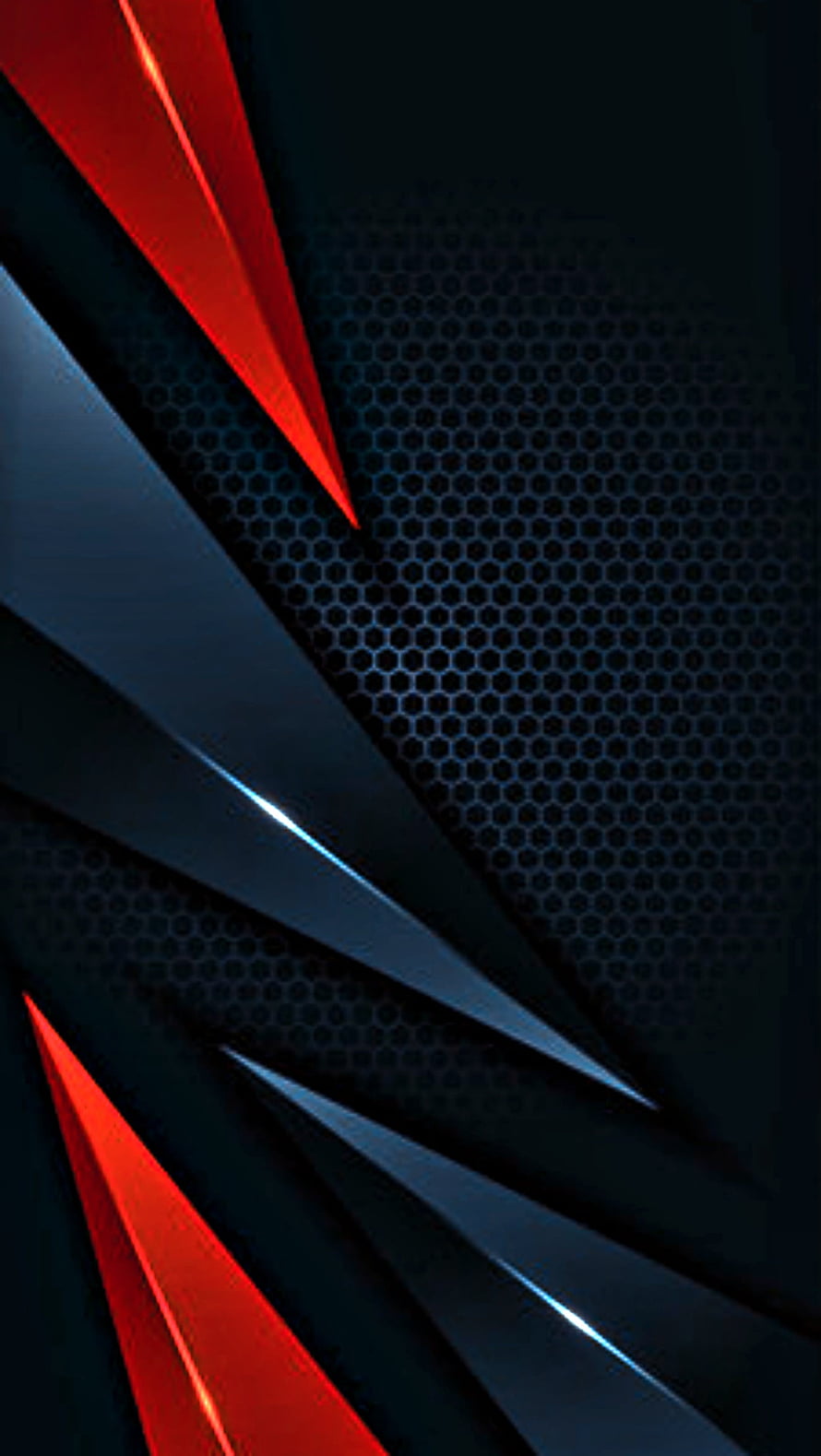 Sleek Red and Blue Geometric 3D Design with Hexagonal Tech Texture HD phone wallpaper