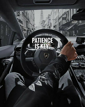 Lamborghini Interior View With Paris Street Scene And Motivational Quote Overlay HD phone wallpaper