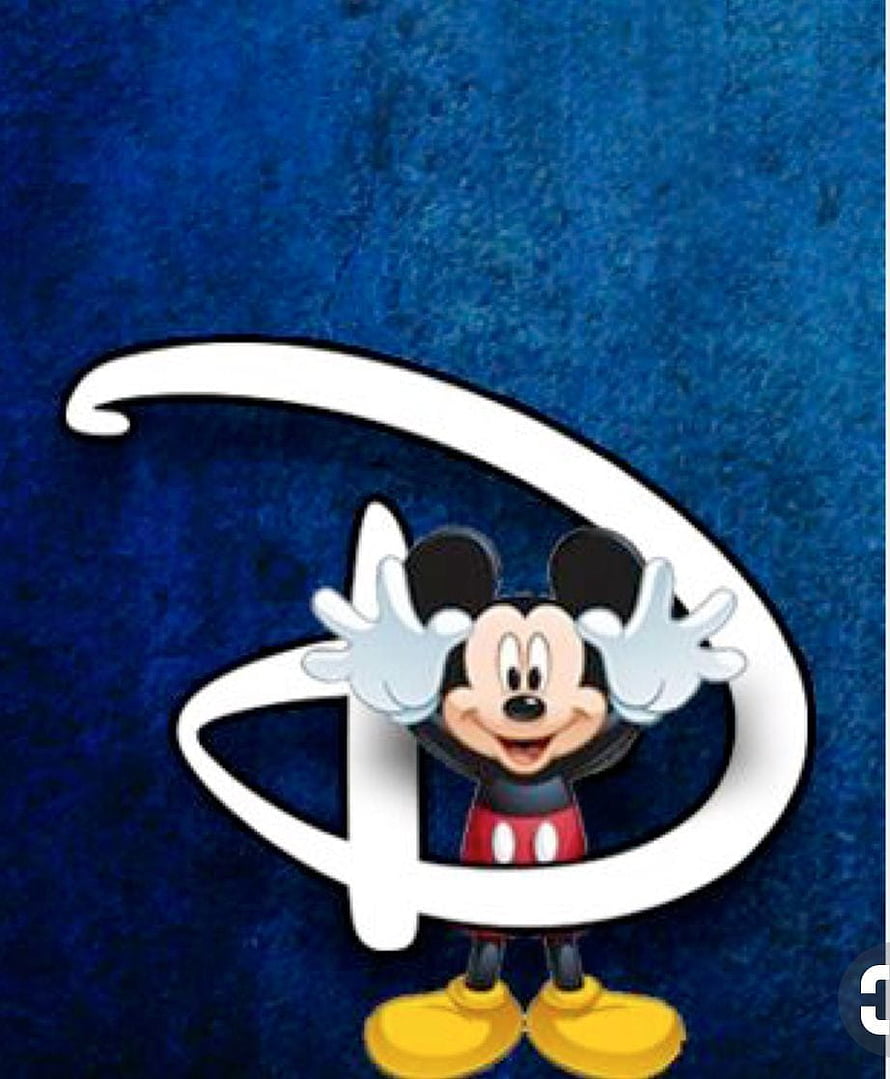 Mickey Mouse Inside Disney Logo on Textured Blue Background HD phone wallpaper