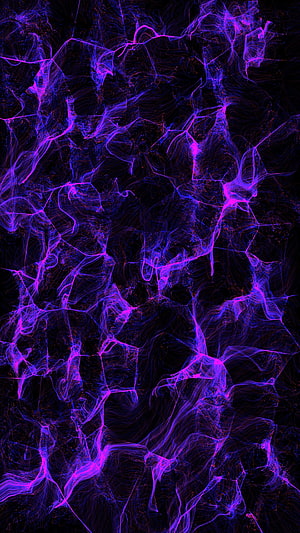 Abstract Neon Purple and Blue Smoke Swirls on Black Background HD phone wallpaper