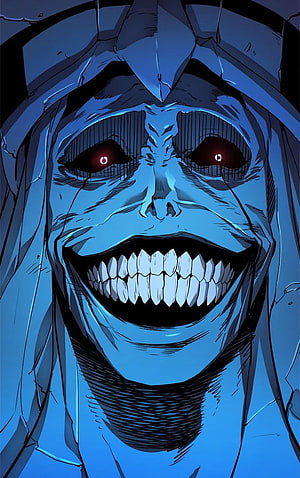 Solo Leveling Shadow Monarch Sung Jin Woo Menacing Blue Face Close Up HD phone wallpaper
