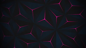Dark Geometric Polygon Pattern with Neon Magenta Edges and Abstract Triangular Facets HD wallpaper
