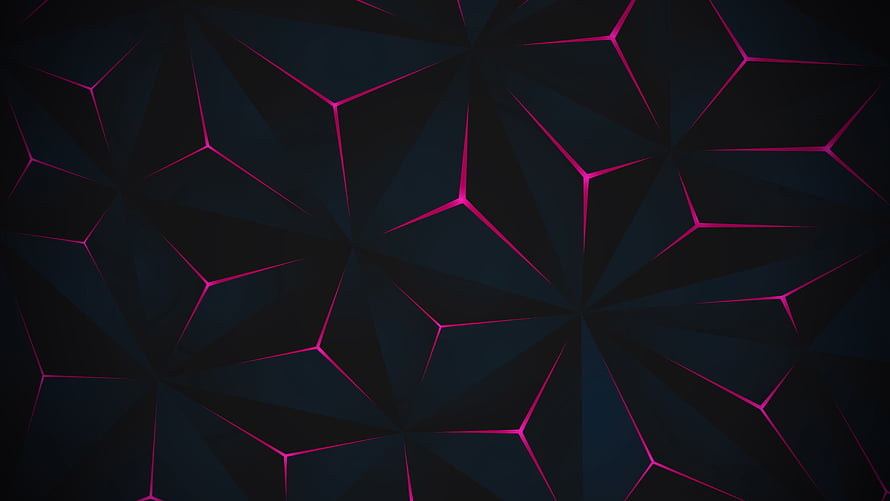 Dark Geometric Polygon Pattern with Neon Magenta Edges and Abstract Triangular Facets HD wallpaper