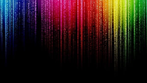 Vibrant RGB Digital Rain Matrix Effect on Black Background HD wallpaper