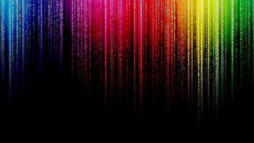 Vibrant RGB Digital Rain Matrix Effect on Black Background HD wallpaper