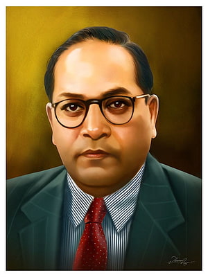 Digital Portrait of Dr. B.R. Ambedkar in Formal Suit and Glasses HD phone wallpaper