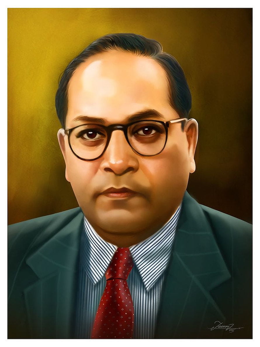 Digital Portrait of Dr. B.R. Ambedkar in Formal Suit and Glasses HD phone wallpaper