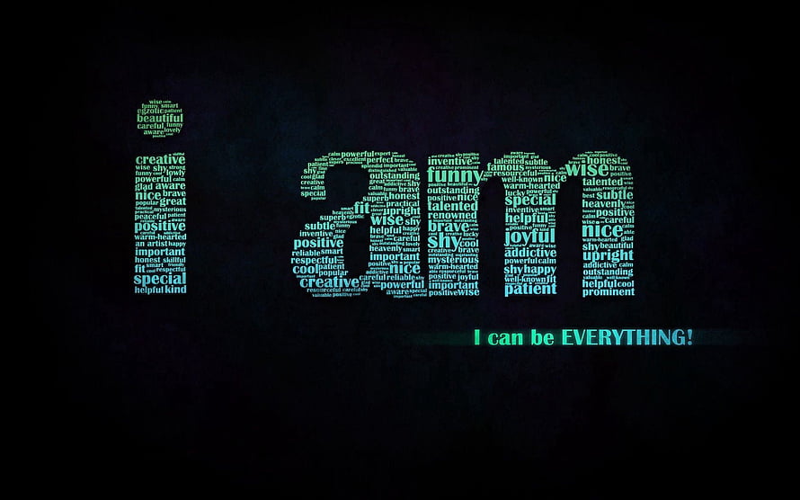 Inspirational Word Cloud Typography on Dark Background with Positive Affirmations HD wallpaper