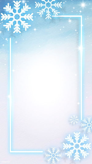 Winter Neon Frame Wallpaper With Snowflakes And Sparkling Blue Background HD phone wallpaper
