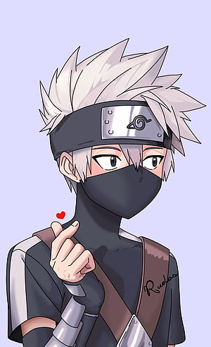 Kakashi Hatake as a Child in Cute Anime Style with Konoha Headband and Mask HD phone wallpaper